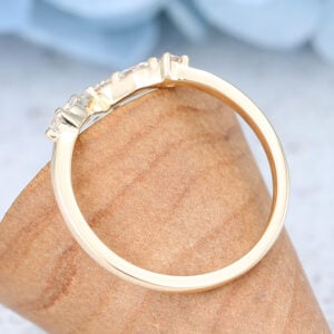 Yellow gold Marquise cut moissanite wedding band-5