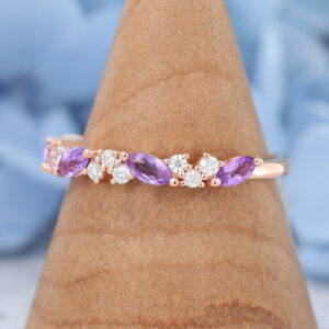 Yellow gold Marquise cut vintage 34 eternity wedding band-3
