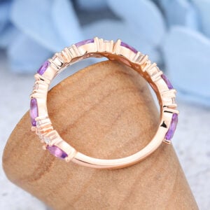 Yellow gold Marquise cut vintage 34 eternity wedding band