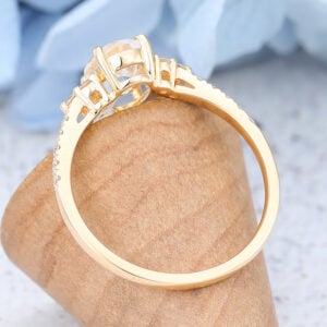 Yellow gold Oval cut Moonstone Engagement Ring-4