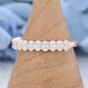 Rose Gold Oval cut Moissanite Wedding Band