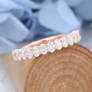 Rose Gold Oval cut Moissanite Wedding Band2