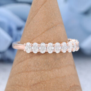 Rose Gold Oval cut Moissanite Wedding Band4