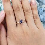 Unique Cluster Oval Cut Lab Rose Gold Alexandrite Stone Ring