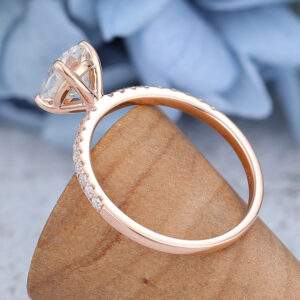 AMANDAFINEJEWELRY Rose Gold Oval Cut Moissanite Engagement Ring -4