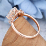 Unique Oval Moissanite Engagement Ring Vintage Rose Gold Prong Set Ring Wedding Cluster Ring Anniversary Promise Ring