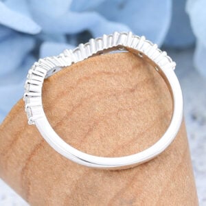 AMANDAFINEJEWELRY White Gold Mauquise Cut Moissanite Curved Wedding Band -5