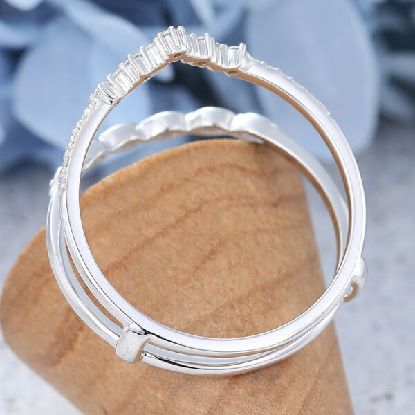 AMANDAFINEJEWELRY White Gold Moissanite Double Curved Wedding Band -5 AMANDAFINEJEWELRY White Gold Moissanite Double Curved Wedding Band -5