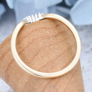 AMANDAFINEJEWELRY Yellow Gold Mauquise Cut Moissanite Curved Wedding Band -5