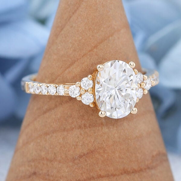 AMANDAFINEJEWELRY Yellow Gold Oval Cut Moissanite Engagement Ring -3