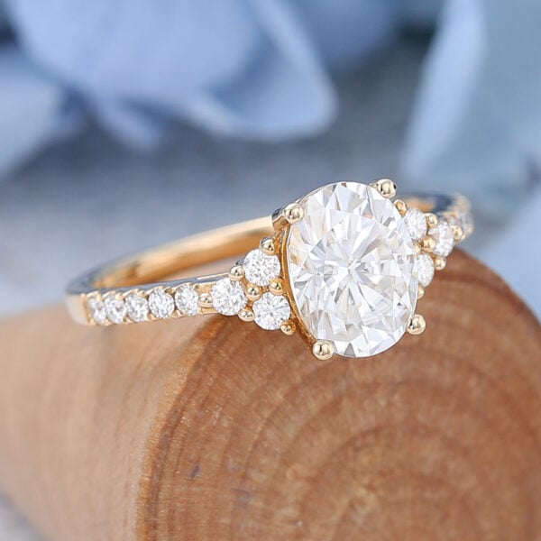 AMANDAFINEJEWELRY Yellow Gold Oval Cut Moissanite Engagement Ring -4