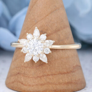 Amandafine rose gold round cut moissanite engagement ring-2