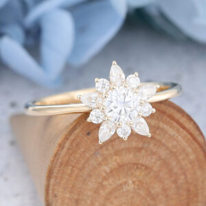 Amandafine rose gold round cut moissanite engagement ring-5