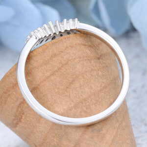 Amandafine white gold marquise cut moissanite curved wedding band-5