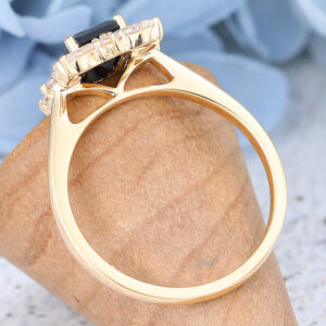 Amandafine yellow gold emerald cut black onyx engagement ring-5