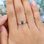 Cluster Rose Gold Emerald Cut Alexandrite Engagement Ring