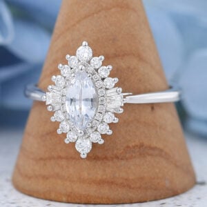 Amandafinejewelry White Gold Marquise Cut White Sapphire Engagement Ring -2