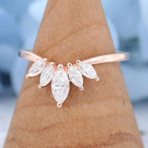 Amandafinejewelry rose gold marquise cut moissanite curved wedding band-2