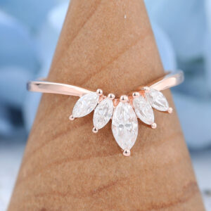 Amandafinejewelry rose gold marquise cut moissanite curved wedding band-3