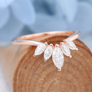 Amandafinejewelry rose gold marquise cut moissanite curved wedding band-4