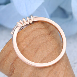Amandafinejewelry rose gold marquise cut moissanite curved wedding band-5