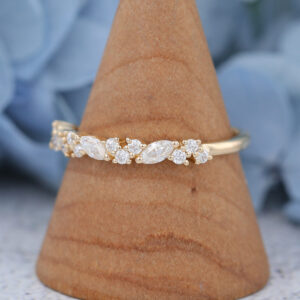 Amandafinejewelry rose gold marquise cut moissanite half eternity wedding band-2