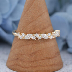 Amandafinejewelry rose gold marquise cut moissanite half eternity wedding band-3