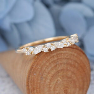 Amandafinejewelry rose gold marquise cut moissanite half eternity wedding band-4