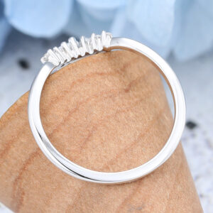 Amandafinejewelry white gold marquise cut moissanite curved wedding band-5
