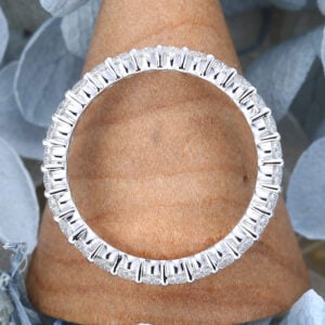 Amandafinejewelry white gold oval cut moissanite full eternity wedding band-4