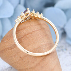 Amandafinejewelry yellow gold marquise cut alexandrite engagenment ring-5