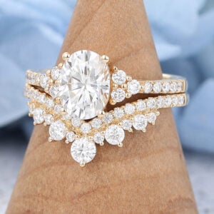 Amandafinejewelry yellow gold oval cut moissanite engagement ring set-3