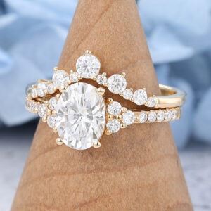 Amandafinejewelry yellow gold oval cut moissanite engagement ring set-3