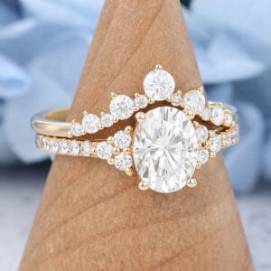 Amandafinejewelry yellow gold oval cut moissanite engagement ring set-4