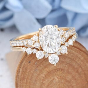 Amandafinejewelry yellow gold oval cut moissanite engagement ring set-5
