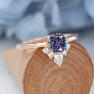 Lab Alexandrite Rose Gold Engagement Ring1