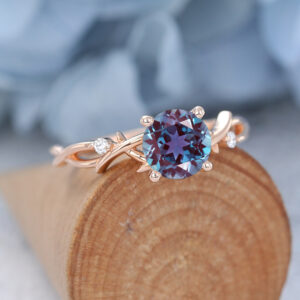 Lab Alexandrite Rose Gold Engagement Ring1