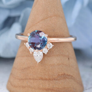 Lab Alexandrite Rose Gold Engagement Ring3
