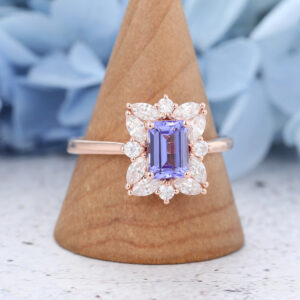 Rose Gold Emerald cut Tanzanite Engagement Ring5