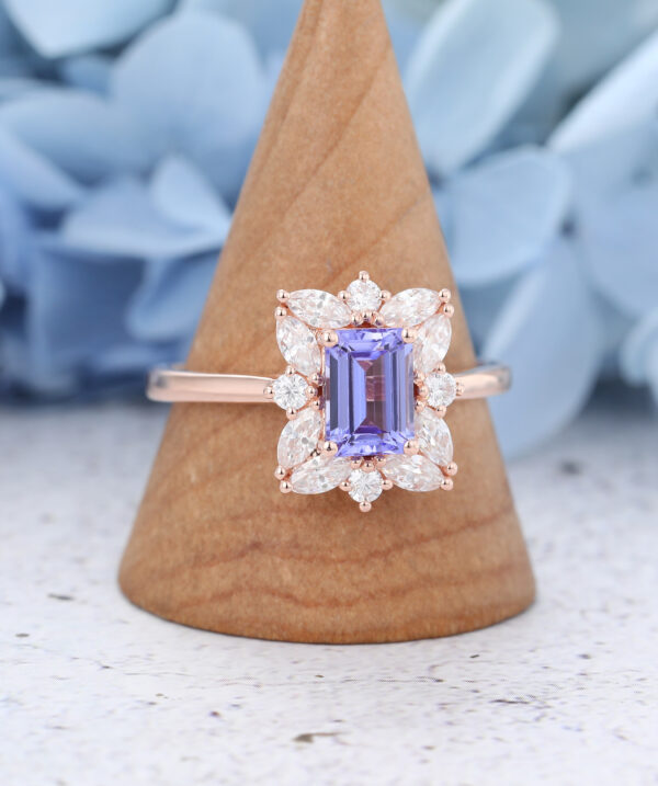 Rose Gold Emerald cut Tanzanite Engagement Ring5 Rose Gold Emerald cut Tanzanite Engagement Ring5