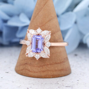 Rose Gold Emerald cut Tanzanite Engagement Ring6
