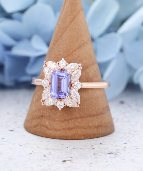 Rose Gold Emerald cut Tanzanite Engagement Ring6 Rose Gold Emerald cut Tanzanite Engagement Ring6