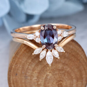 Rose Gold Lab Alexandrite Engagement Ring Se2