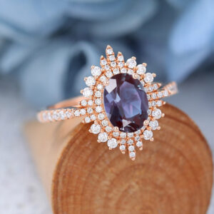 Rose Gold Oval Cut Alexandrite Engagement Ring1