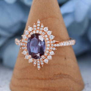 Rose Gold Oval Cut Alexandrite Engagement Ring4