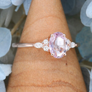 Rose Gold Oval Cut Pink Sapphire engagement ring2