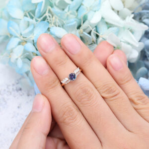 Unique Rose Gold Lab Alexandrite Ring