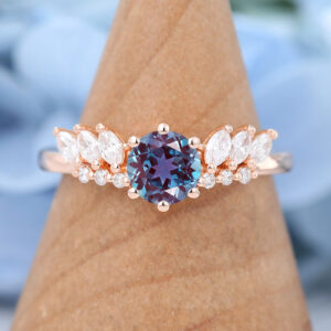 Unique Rose Gold Lab Alexandrite Ring