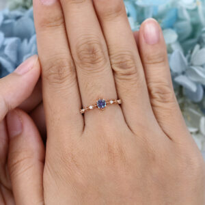 Vintage Wedding Bridal Promise Rose Gold Alexandrite Ring