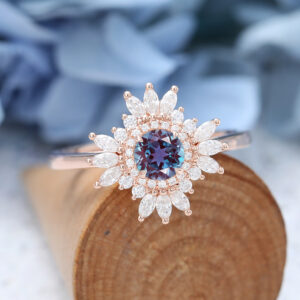 Rose Gold Vintage Lab Alexandrite engagement ring